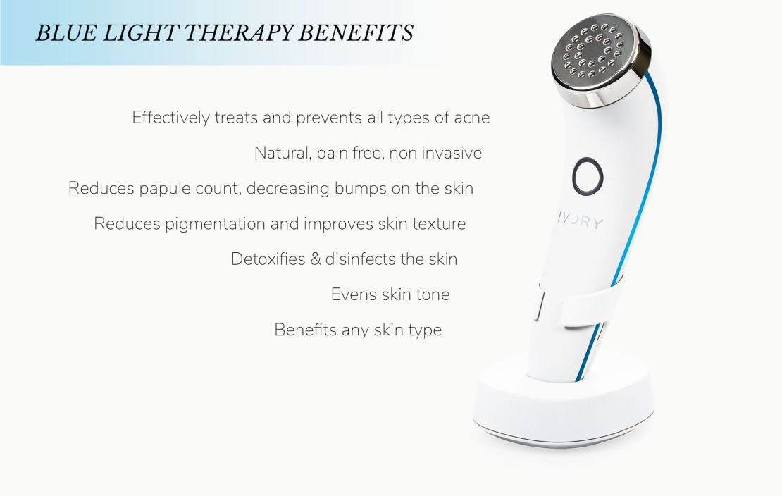 Elevare Ivory device blue light helps with skin disinfecting, acne and reduces pigmentation
