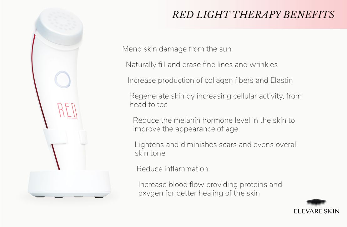 Elevare RED device helps reduce fine lines, wrinkles, reduces inflammation and increases skin collagen and elastin production